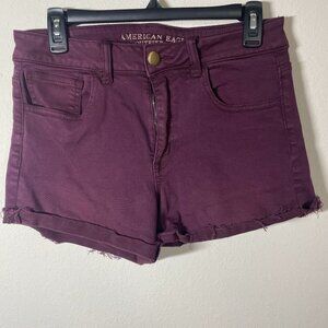 American Eagle Hi-Rise Shortie Super Stretch Purple Denim Jean Shorts Women's 10